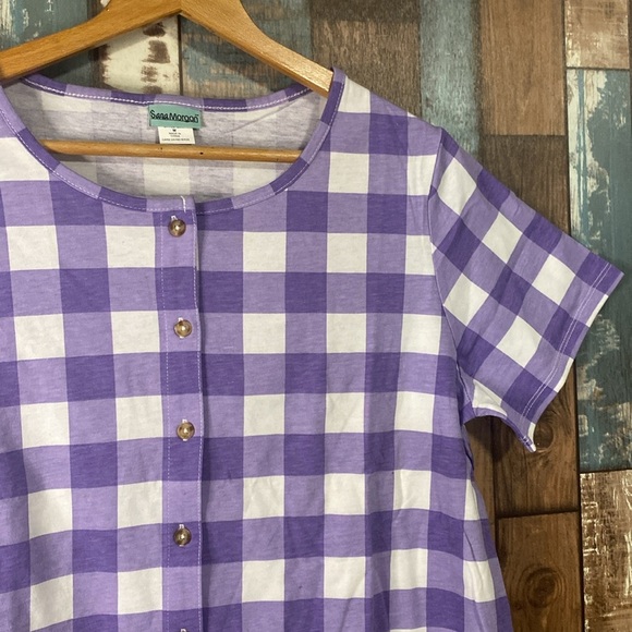 Sara Morgan medium purple checkered button down shirt - Picture 3 of 15